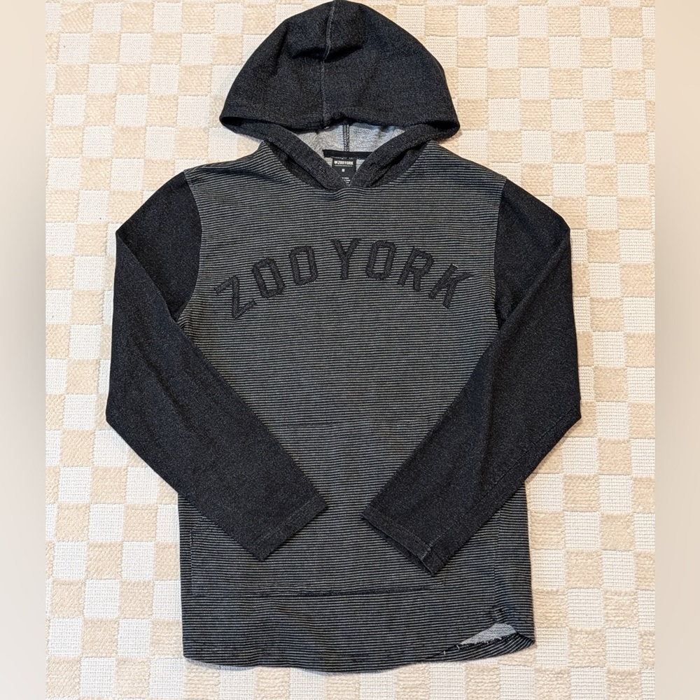 Zoo York Black and Gray Hooded Long Sleeve Shirt